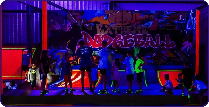 Glow dodgeball arena
