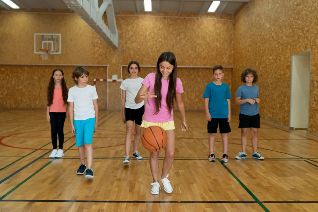 Children playing basketball Indoor Basketball Court