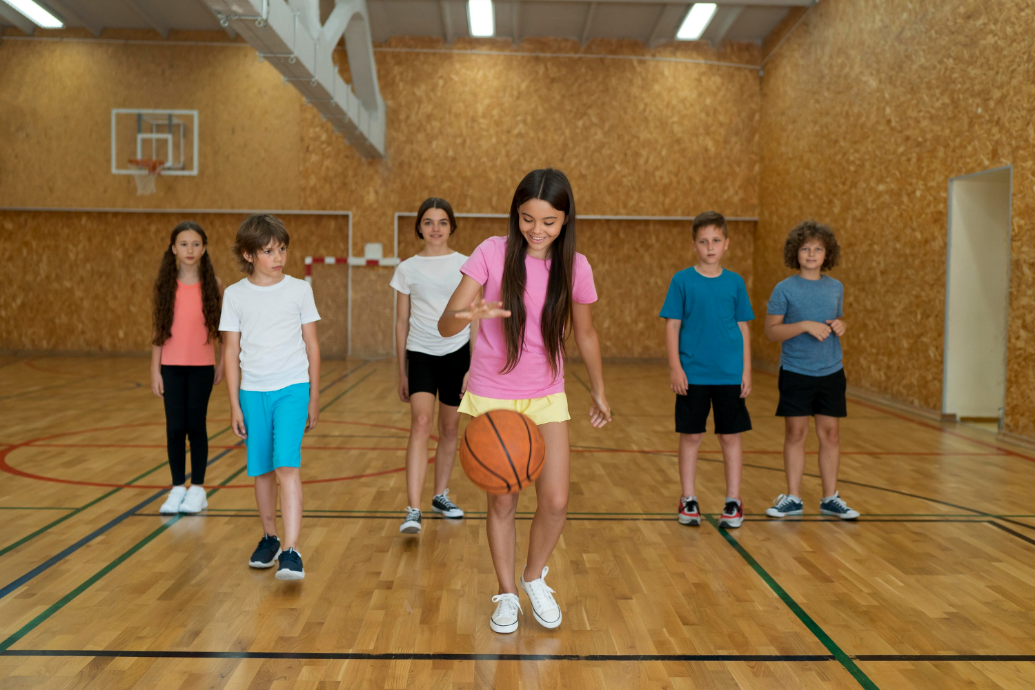 Children playing basketball Indoor Basketball Court